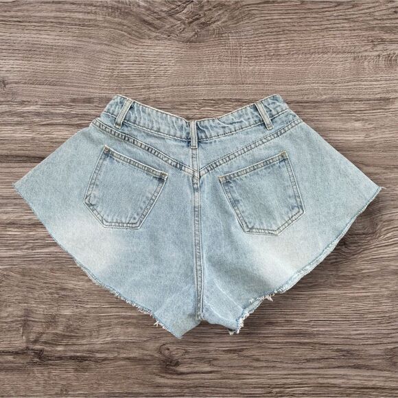 Preowned Edikted Light Blue High-Rise Denim Shorts Women’s Size Small - Picture 3 of 6
